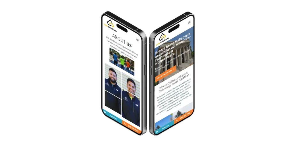 Link Solutions Painting Company Website Mock Up on 2 iPhones