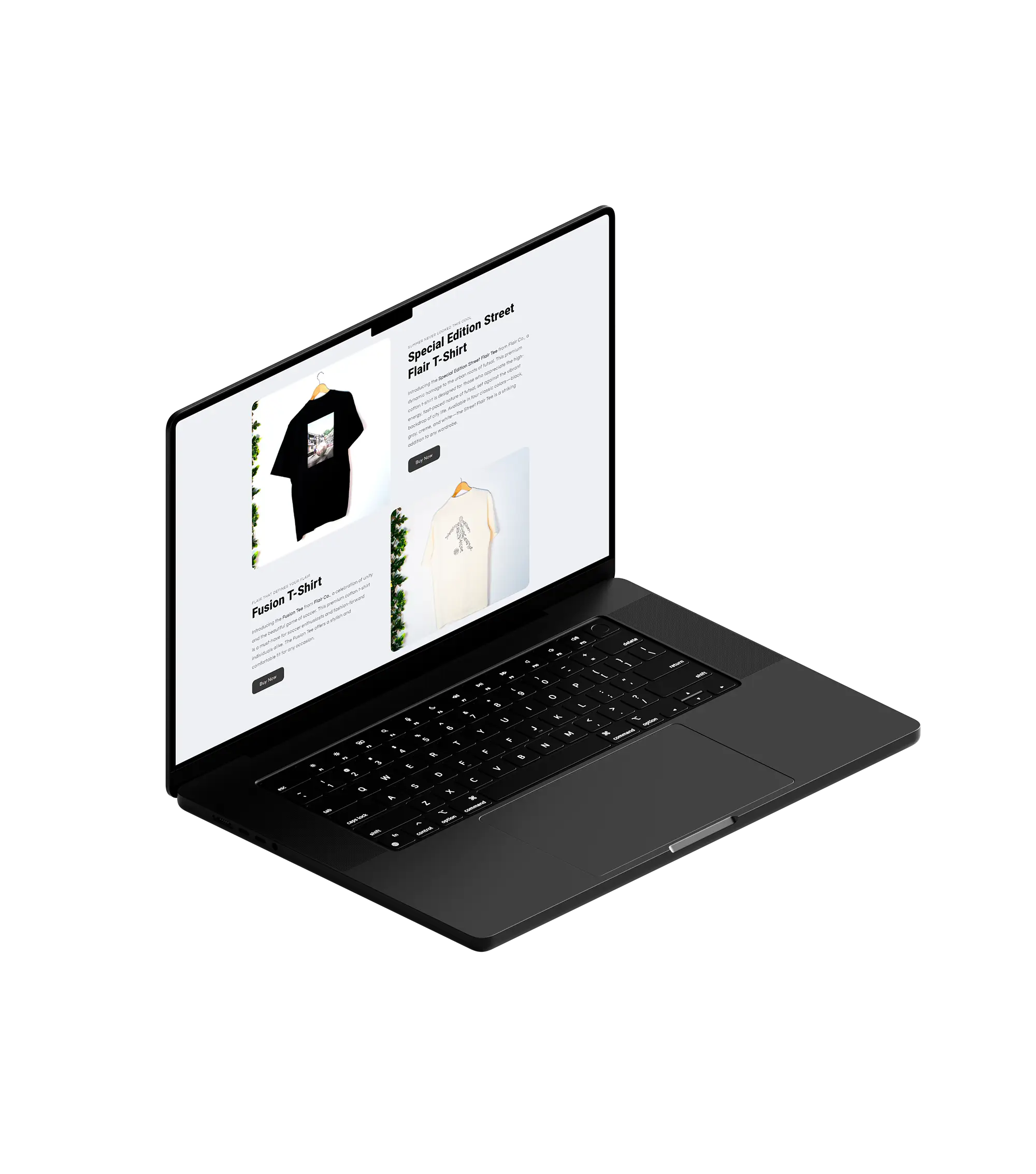 The Flair Co Website on M3 MacBook Pro Mockup 03