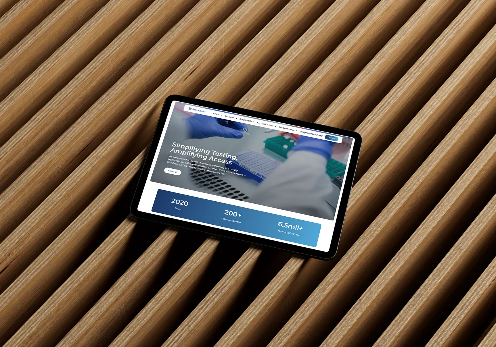 SalivaDirect Inc New Website Mockup on iPad