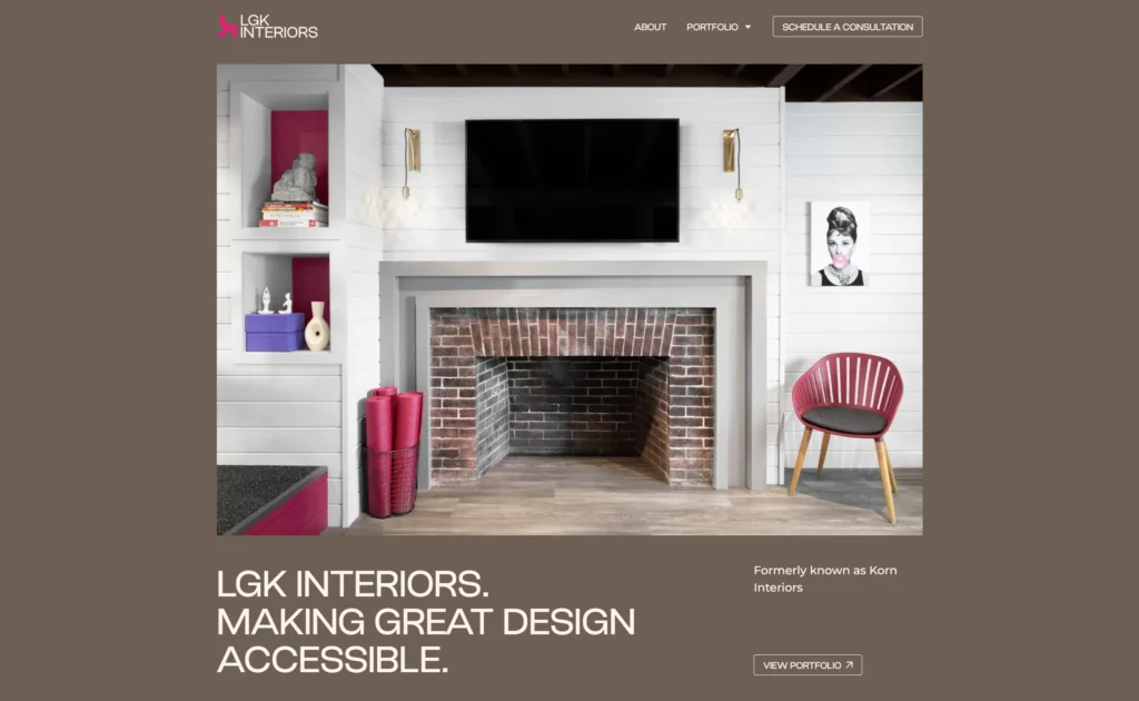 The LGK Interiors homepage
